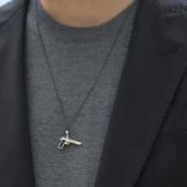 Figürlü Siyah Rodyum Kaplama Gümüş Kolye thumbnail 2