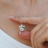 Menekşe Çiçeği Taşlı Gümüş Kolye thumbnail 6