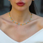 Turkuaz Taşlı Alaçatı Doğaltaş Gümüş Kolye thumbnail 1