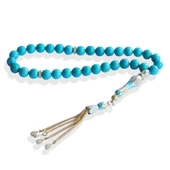 Turkuaz Doğaltaşlı Gold Gümüş Tesbih thumbnail 2