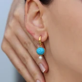 Turkuaz Göz İnci Gold Gümüş Küpe thumbnail 1