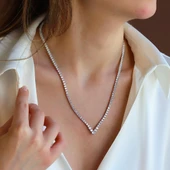 V Su Yolu 3mm Gümüş Kolye thumbnail 3