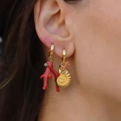 Mercan Deniz Kabuğu Gold Gümüş Küpe thumbnail 2