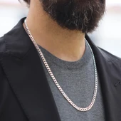 Elips Gurmet 5mm 60cm Gümüş Erkek Zincir thumbnail 2