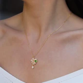 Menekşe Çiçeği Taşlı Gümüş Kolye thumbnail 2