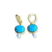 Turkuaz Göz İnci Gold Gümüş Küpe thumbnail 4