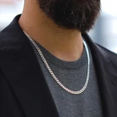 Yassı Gurmet Modeli 5mm 55cm Gümüş Zincir thumbnail 2