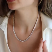 Zirkon Taşlı Su Yolu Gümüş Kolye thumbnail 4