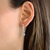 Zirkon Taşlı Su Yolu Gümüş Küpe thumbnail 2