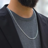 Kare Gurmet 3mm 65cm Gümüş Zincir thumbnail 3