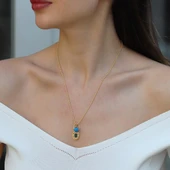 Yeşil Taşlı Seranay Gold Gümüş Kolye thumbnail 1