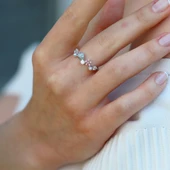 İstiridye Taşlı Çiçekli Gümüş Yüzük thumbnail 7