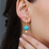 Turkuaz Göz İnci Gold Gümüş Küpe thumbnail 2