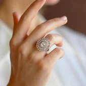 Oval Mekik Taşlı Sky Diamond  Gümüş Yüzük thumbnail 3