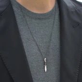 Siyah Rodyum Kaplama Figürlü Gümüş Erkek Kolye thumbnail 1