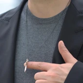 Siyah Rodyum Kaplama Figürlü Gümüş Erkek Kolye thumbnail 3