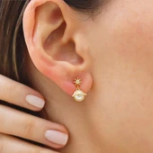 Mini İncili Kutup Yıldızı Gümüş Küpe thumbnail 3