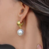 Barok İncili Gold Gümüş Küpe thumbnail 2