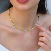 Turkuaz Taşlı Alaçatı Doğaltaş Gümüş Kolye thumbnail 2