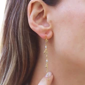 Renkli Taşlı Trend Gold Gümüş Küpe thumbnail 2