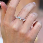 İstiridye Taşlı Çiçekli Gümüş Yüzük thumbnail 4