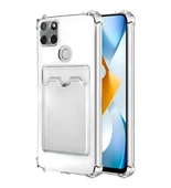 Oppo A15/A15S Uyumlu Kamera Korumalı Kartlıklı Köşeleri Airbag Tasarımlı Darbe Önleyici Şeffaf Silikon Kılıf - 1