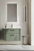 Orka Bari 85 cm Mat Yeşil Banyo Dolabı Takımı (Ledli Ayna) thumbnail 1