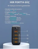 AUKEY 100W 4 Çıkışlı PD GaN Şarj Aleti Başlığı Siyah 3xType-C / 1xUsbA PA-B7S-WH - 3