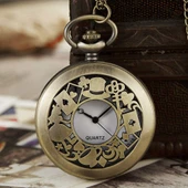 Valkyrie Alice Harikalar Diyarı Temalı Vintage Bronz Cep Saati - Kolye Köstekli Retro Hediye - 10