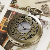 Valkyrie Alice Harikalar Diyarı Temalı Vintage Bronz Cep Saati - Kolye Köstekli Retro Hediye - 8