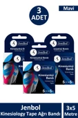 Jenbol Kinesiology Tape Ağrı Bandı 5 cm x 5 m - Mavi 3 Adet - 1