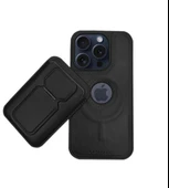 Samsung Galaxy S24 Ultra Uyumlu Standlı Kartlıklı Magsafe Wireless Şarj Özellikli Deri Cüzdan Kılıf - 1