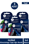 Jenbol Kinesiology Tape Ağrı Bandı 5 cm x 5 m - Yeşil 3 Adet - 1