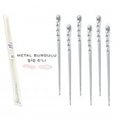 Paslanmaz Metal Burgulu Şiş 6 Adet - (1 Adet Şiş: 50 Cm) - 2