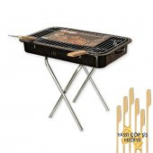 Portatif Ayaklı Mangal Büyük Boy 50x33 Cmlik, Ahşap Saplı Izgara Telli - 1