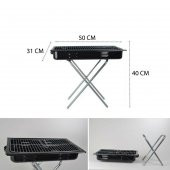 Portatif Ayaklı Mangal Büyük Boy 50x33 Cmlik, Ahşap Saplı Izgara Telli - 3