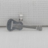 Gitar Tasarımlı 925 Ayar Gümüş Kolye Ucu - 2