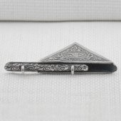 Osmanlı Tuğralı 925 Ayar Gümüş Üçgen Muska Kabı Büyük Boy thumbnail 4