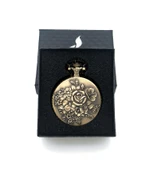 Valkyrie Zarif Kabartma Çiçek Desenli Vintage Bronz Cep Saati - Kolye Köstekli Retro Hediye - 3