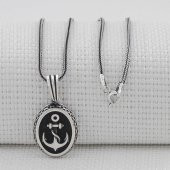 Oval Çapa Motifli 925 Ayar Gümüş Kolye - 2