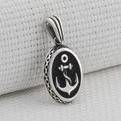 Oval Çapa Motifli 925 Ayar Gümüş Kolye Ucu thumbnail 1