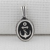 Oval Çapa Motifli 925 Ayar Gümüş Kolye Ucu thumbnail 2