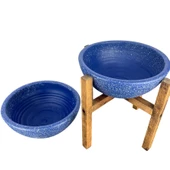 LACİVERT GRANİT BOYALI ARANJMAN-SUNUMLUK TOPRAK SAKSI-İKİLİ SET-20 CM ÇAP-NO:1 thumbnail 3