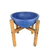 LACİVERT GRANİT BOYALI ARANJMAN-SUNUMLUK TOPRAK SAKSI-4 AYAKLI-20 CM ÇAP - 3