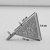 Desenli 925 Ayar Gümüş Üçgen Muska Kabı Orta Boy Kalın Zincirli thumbnail 2