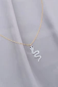 Trend Zirkon Taşlı Yılan Model Çelik Kadın Kolye - 1