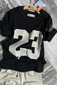Erkek Çocuk Üzeri Sayı Baskılı Penye T-Shirt Kargo Cepli Şortlu Takım - 8