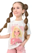 Kız Çocuk Papatya Ve The Beauty Yazı Baskılı Penye T-Shirt Pudra Şortlu Takım thumbnail 5