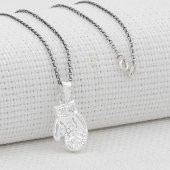 Boks Eldiveni Tasarımlı 925 Ayar Gümüş Kadın Kolye thumbnail 4