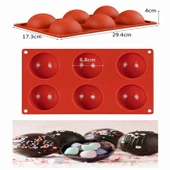 Silikon Yarım Küre Şekilli Top Çikolata Kek Kalıbı 6 lı BT008 - 4